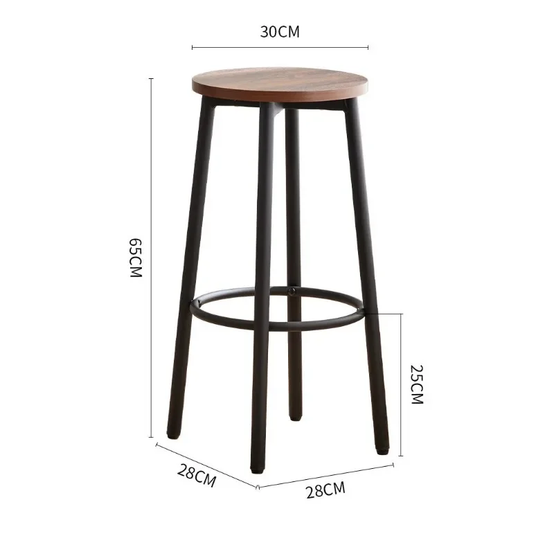 Four-Legged Bar Stool Solid Wood Counter Chair for Phone Store or Pub Round Seat Reception Stool Modern High-Tall Dining Chair