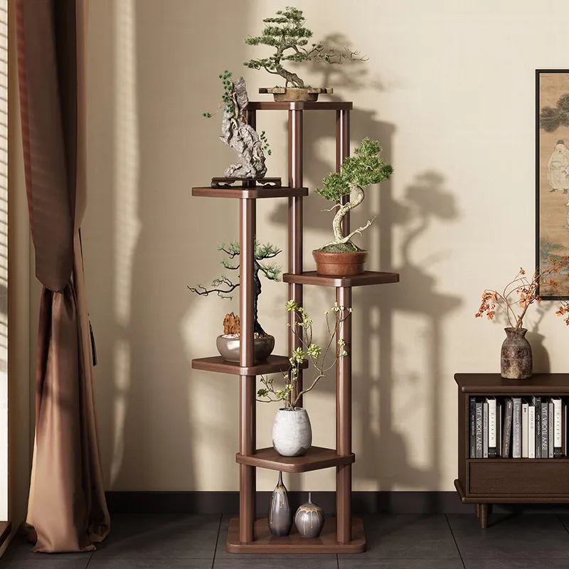 Chinese balcony plant stand Floor-to-ceiling solid wood save space Shelf for flowers multi-layer balkon möbel Outdoor furniture
