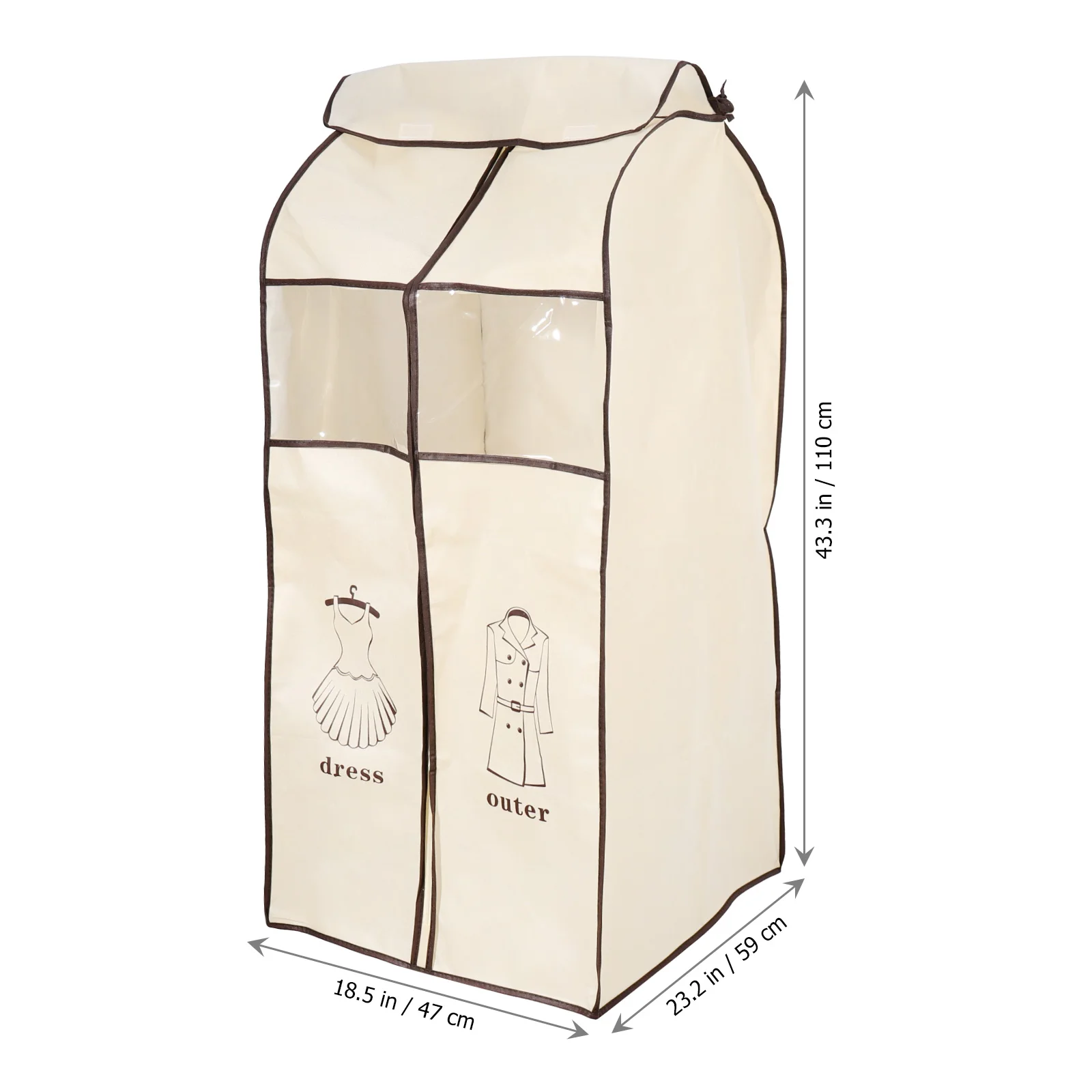 

Dust Cover for Clothing Protection Hanging Bag Beige Travel Home Use Dustproof Shield Foldable Storage Solution Suits Shirts