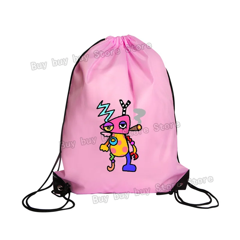 Anime Amazing Digital Circus Drawstring Bag Waterproof Sports Riding Running Pocket Backpacks Portable Storage Bags Women Gift