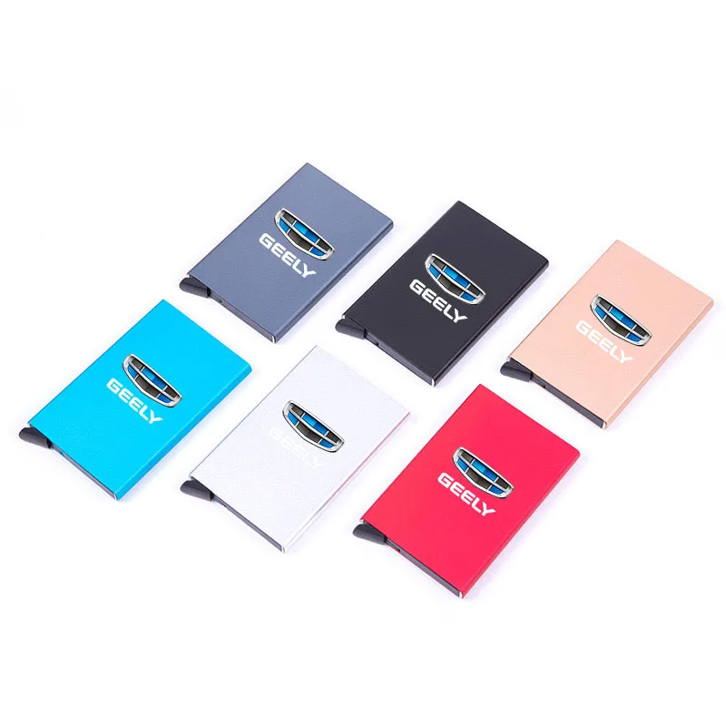 For Geely Atlas Coolray Emgrand EC7  Automatic Metal Anti-theft Smart Wallet ID Card Credit Card Holder Pop Up Credit Card Case