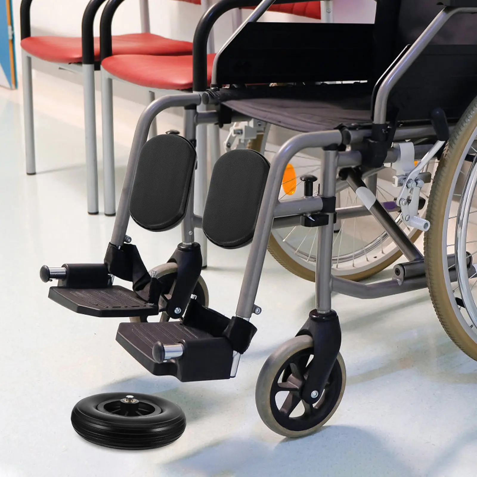 PU Wheelchair Front Wheels – Anti-Slip Replacement for Manual Wheelchairs, Senior Mobility Aid