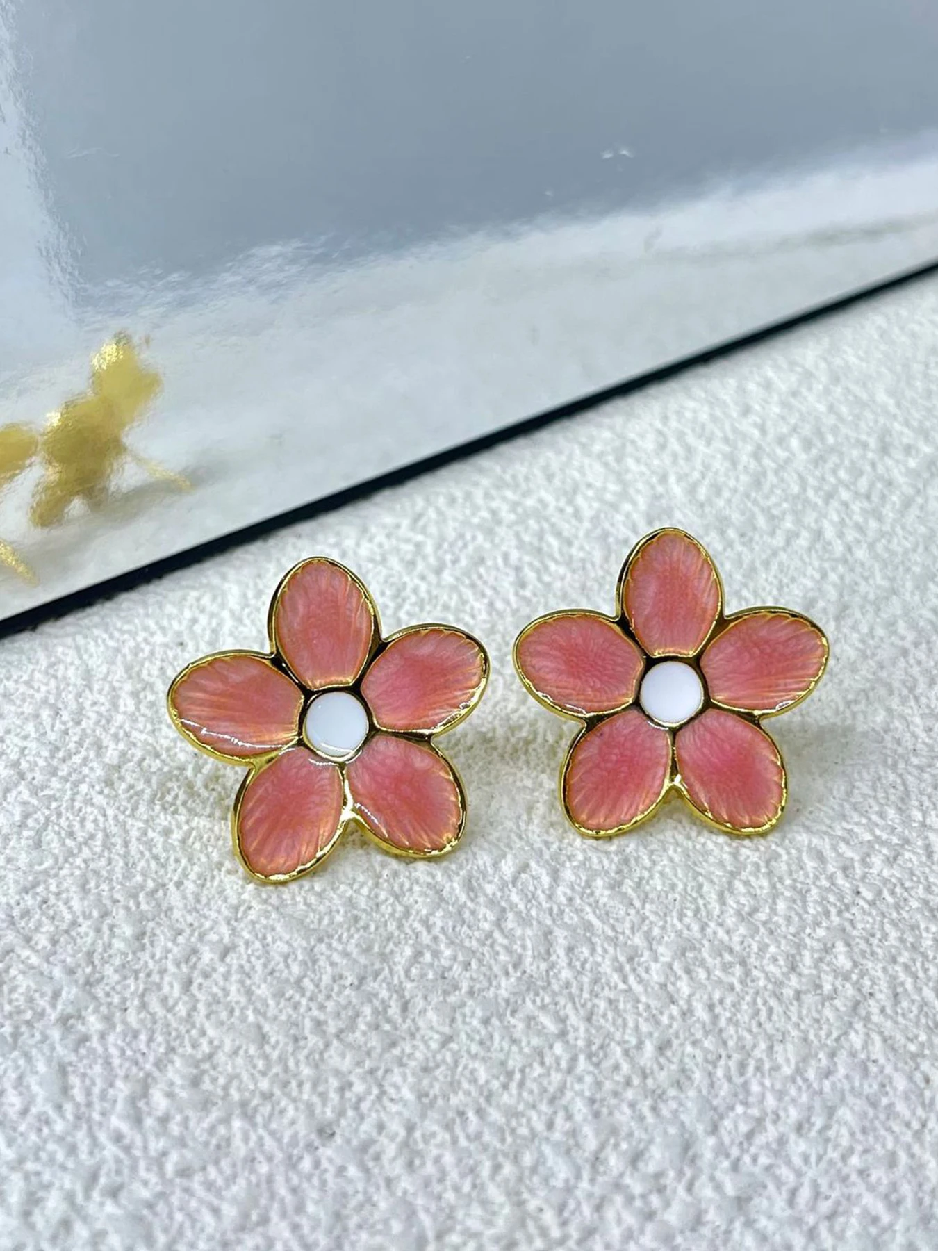 

Fashion Colorful Oil Flower Stud Earrings, Elegant Stainless Steel Floral Design, Casual All Seasons Jewelry for Women