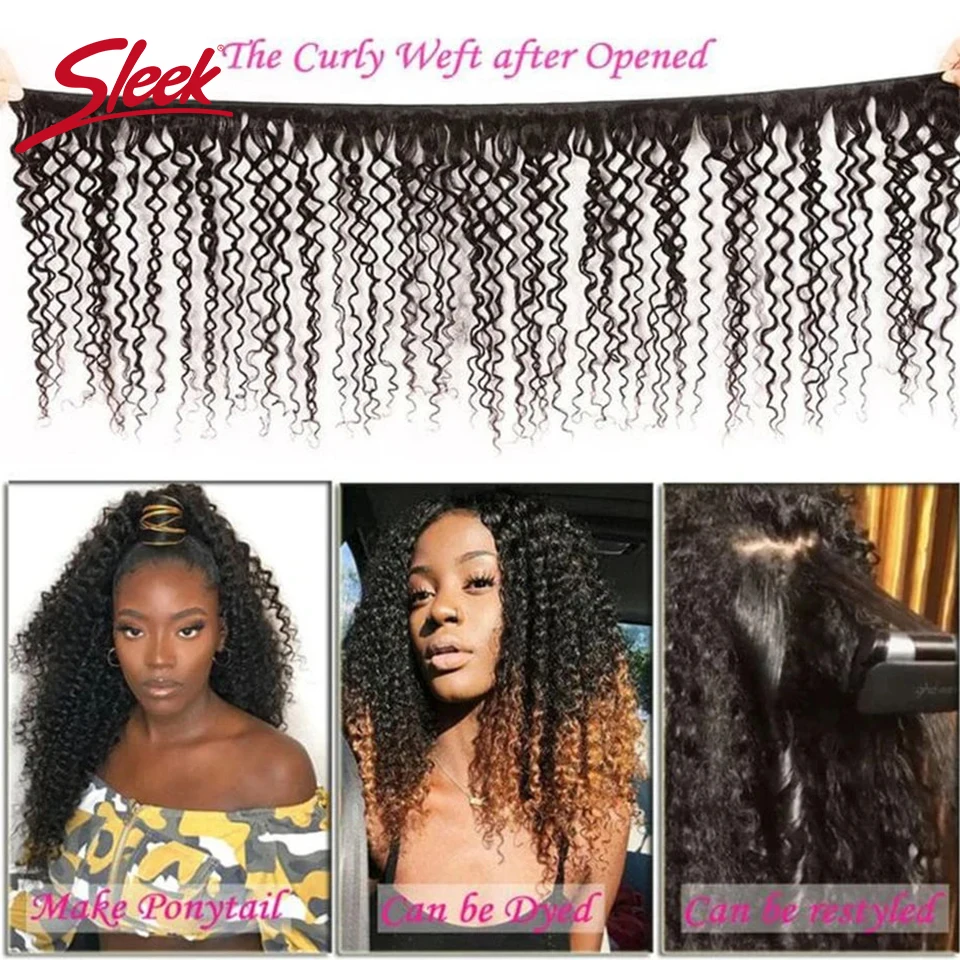 Sleek Curly Bundles Nature Black Dark Brazilian Kinky Curly Human Hair Extension Remy Jerry Curl 100% Hair For Black Women