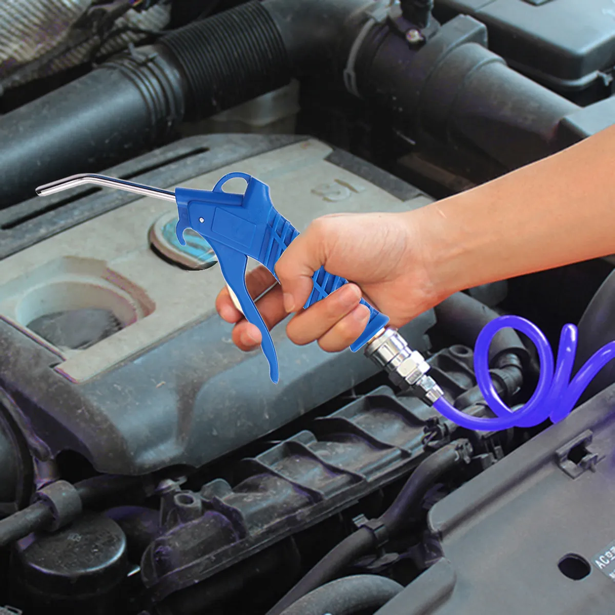 Car Cleaning Pneumatic Dust Removal Set High Pressure Air Blow Tool Blue Interior Cleaning Workshop Computer Car Parts