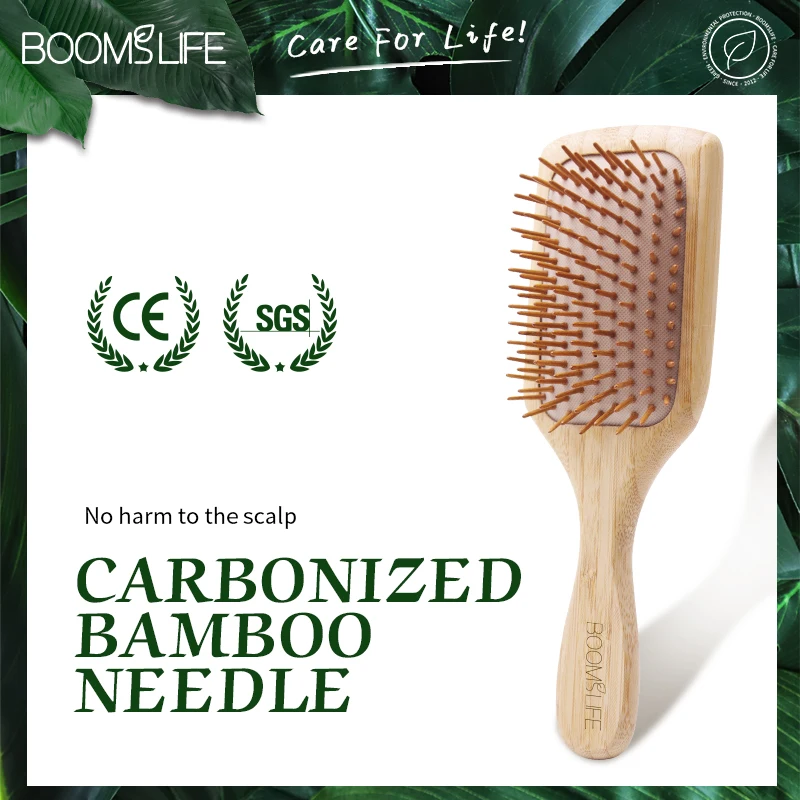 Bamboo Hair Brush Women Styling Detangling Wide Teeth Wood Comb for Hair Massage Scalp Anti-static Hair Combs Curly Girl Method