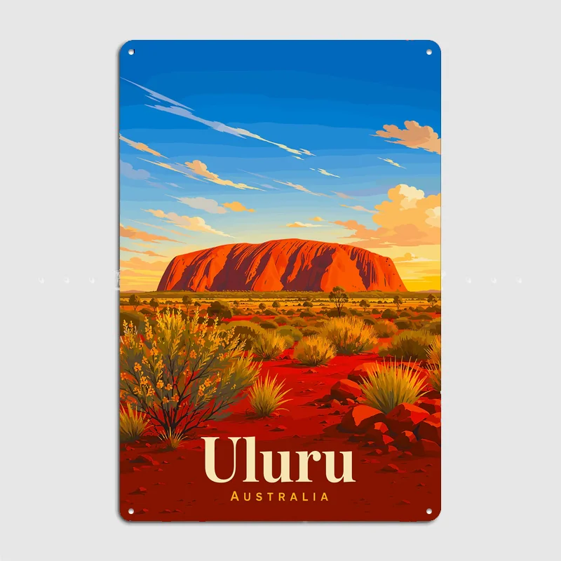 Uluru Australia Travel Poster Metal Custom Sign Living Room Wall Indoor Decor Room Decoration Bedroom Posters Home Decor