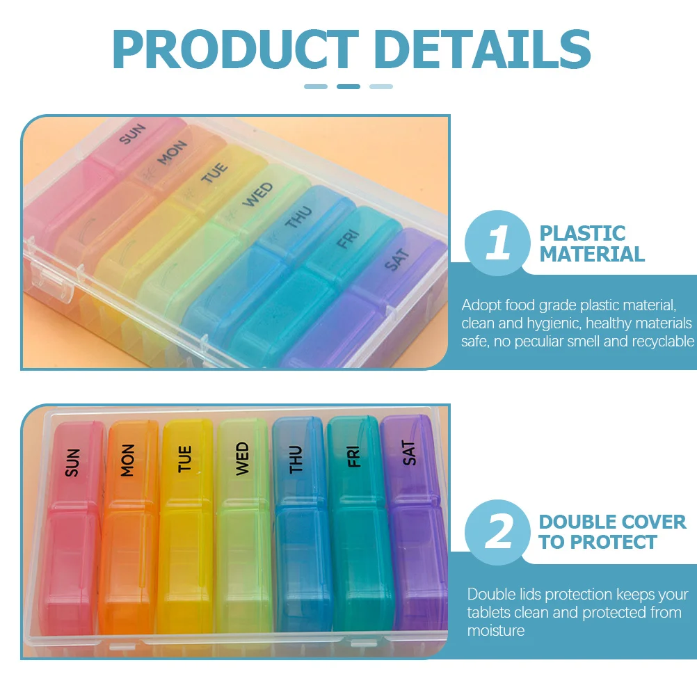 حقيبة تخزين صغيرة مكونة من 7 حزام، منظم أدوية، صندوق حبوب محمول، غطاء مزدوج، حاوية أدوية محمولة للاستخدام الخارجي #6