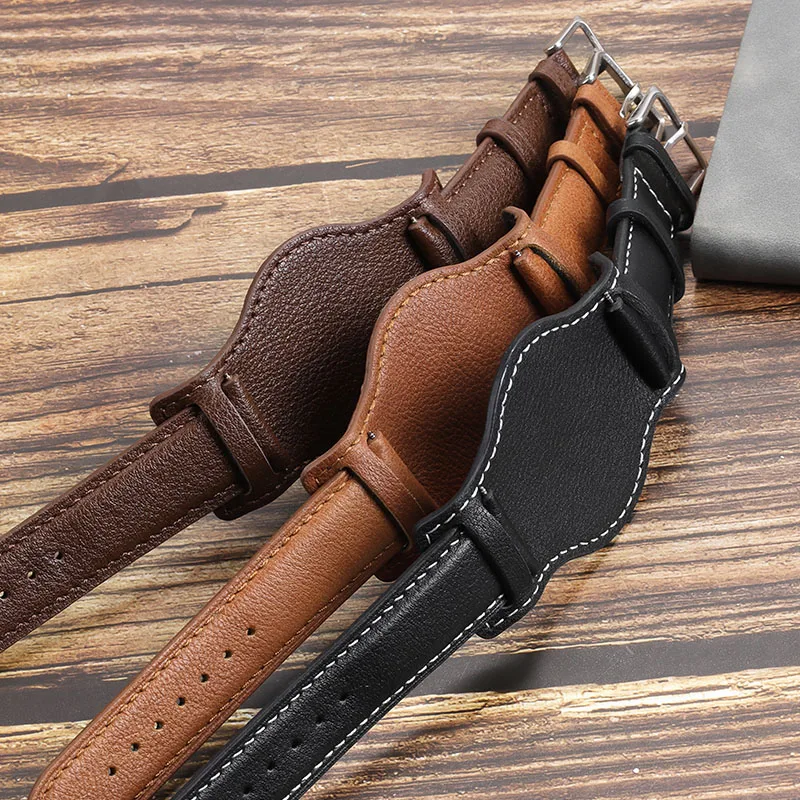 Genuine Leather Watch Strap for Seiko for Omega Cowhide Strap Vintage Wrist Band Replacement 18mm 20mm 22mm for Citizen Bracelet