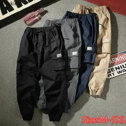 New 2026 Men's Spring Loose Casual Trousers Fashion Solid Multi-pocket Cargo Pants Men Straight Joggers Pants Outdoor Sweatpants