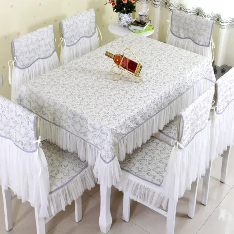 Elegant European-style Thickened Retro Table Cloth 2 styles Floral Lace Cotton Dinning Wedding Banquet Tablecloths Chair Covers