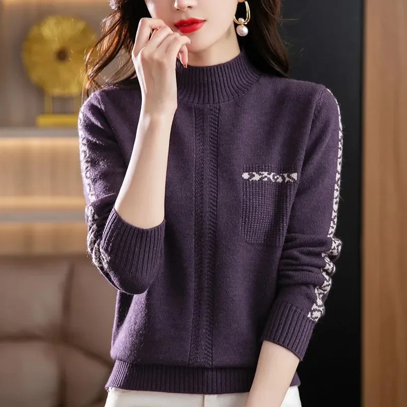 

Новое пальто 2026, трикотажная нижняя рубашка с полувысоким воротником, женская куртка, модный женский свитер высокого качества, осенне-зимний пуловер, топ