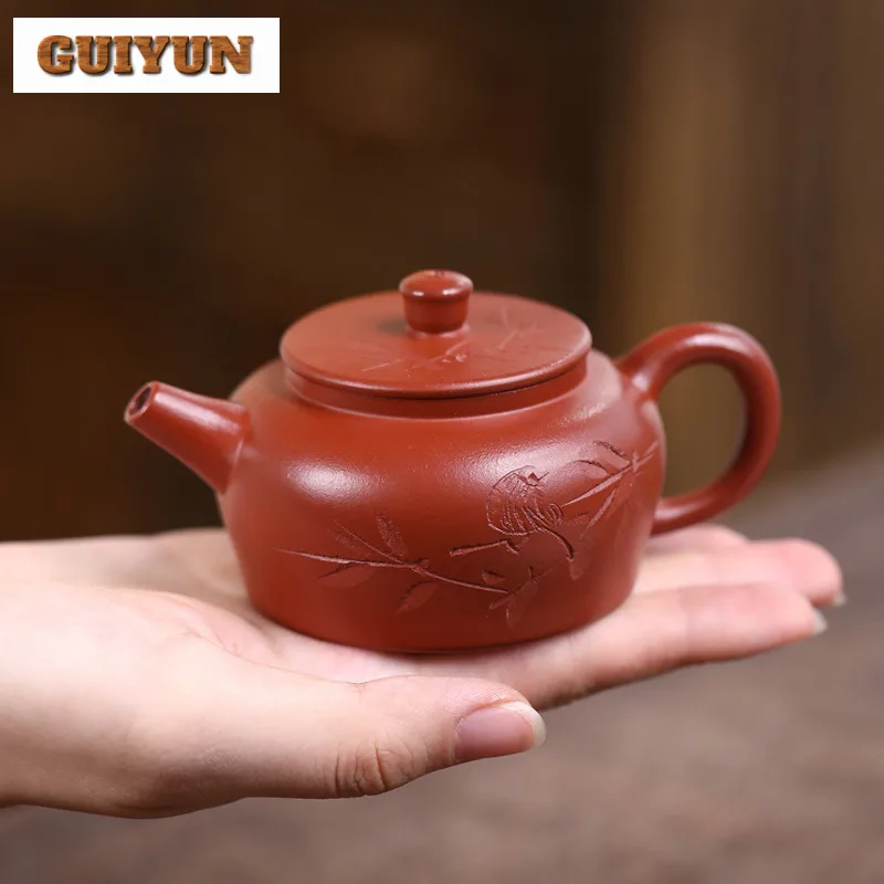 120 مللي أباريق الشاي التقليدية Yixing الأرجواني الطين اليدوية دي تشونغ وعاء الخام الخام الأحمر الطين غلاية الصينية Zisha طقم شاي لمستلزمات الشاي #4