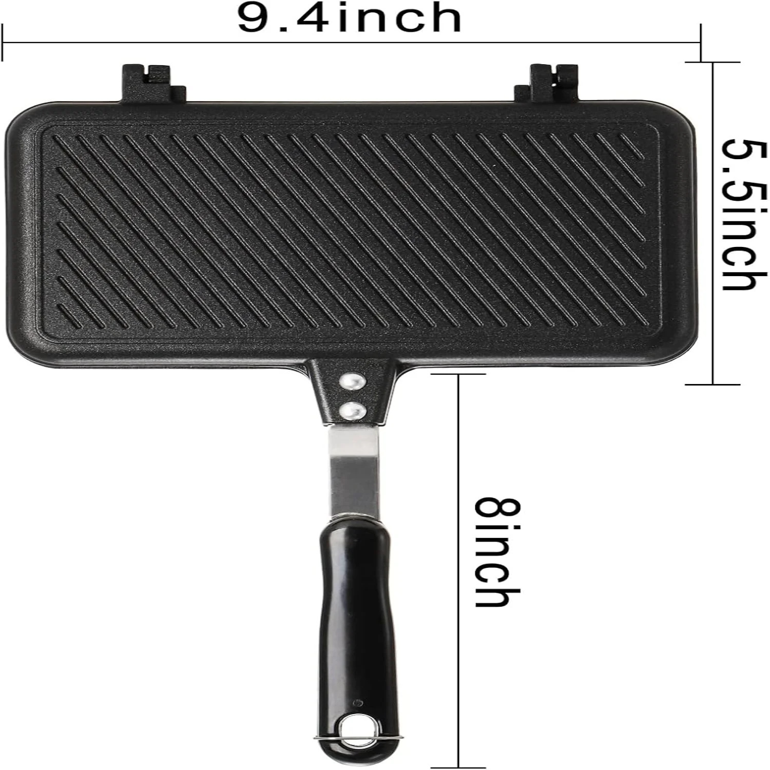 Sandwich Maker, Non-stick Grill Panini Maker Pan with Handle, Stovetop Toasted Aluminum Flip Pan Indoor Outdoor  Kitchen Breakfa
