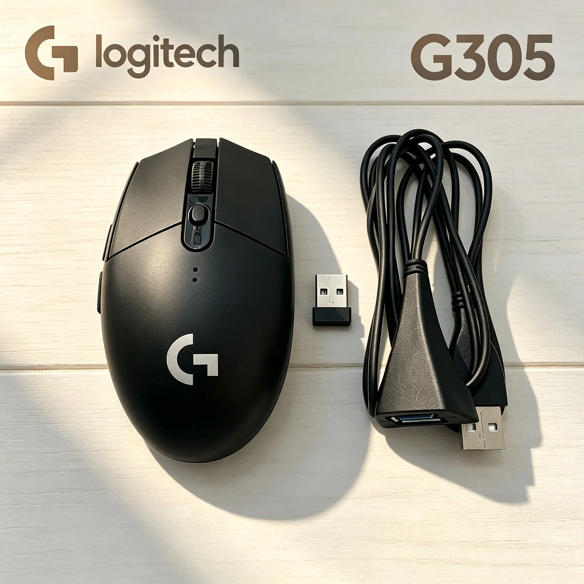 Logitech G305 LIGHTSPEED Wireless Gaming Mouse, Add‑on USB Extension Cable For Enhanced Connection Stability, For PUBG CS2 VALOR