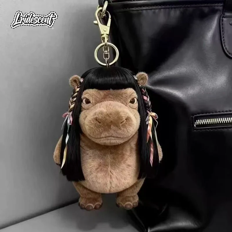 

Long haired Hippopotamus Pendant Doll Ugly Cute Doll Creative Fun Keychain Bag Pendant Gift for Friends