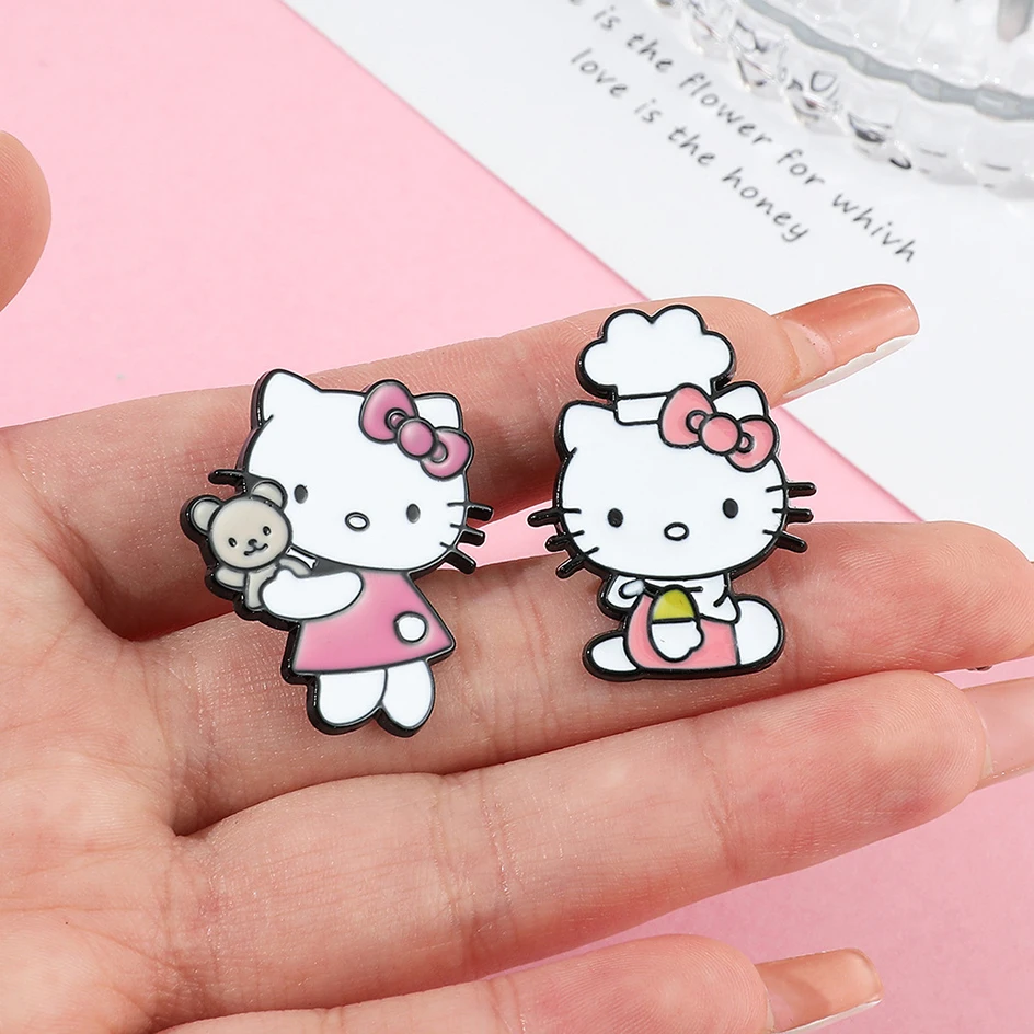 Sanrio Hello Kitty Lapel Pins For Backpacks Brooches Enamel Pin Anime Gift Kawaii Hellokitty Y2K Fashion Jewelry Accessories