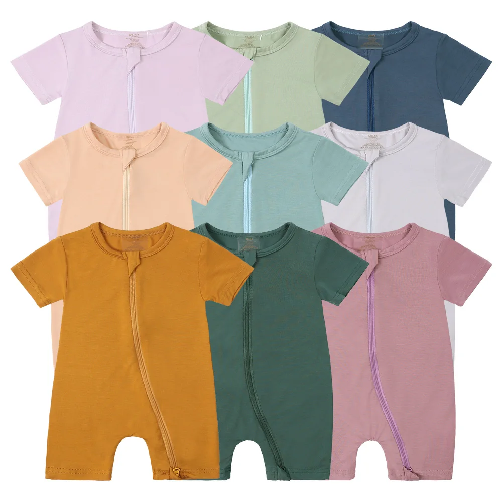 0-24M Bamboo Fiber Baby Romper Toddler Clothing Jumpsuit Clothes Short Sleeve Infant Pajamas Onesies Solid Bodysuit For Newborn