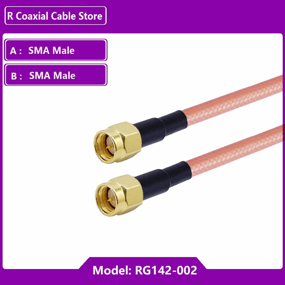 RG142 كابل مزدوج محمي SMA إلى SMA ذكر موصل سالب SMA RG-142 RF محوري ضفيرة البلوز محول مستقيم جديد النحاس