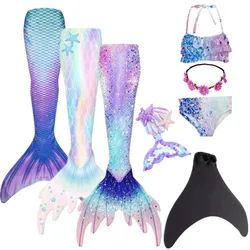 NEW Summer kids Swimming Mermaid Tail Mermaid Costume Cosplay Children Princess Party Fantasy Swimsuit Can Add Monofin Fin Xmas