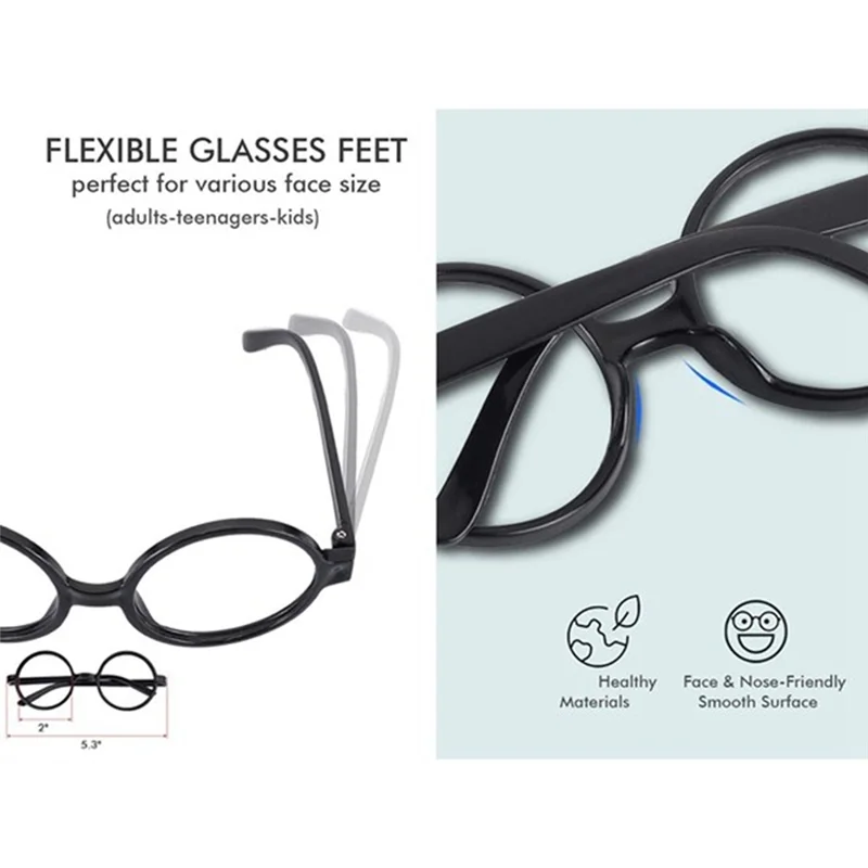 A71Z 30 PCS Wizard Round Glasses Frame No Lenses Eyeglasses Black With 30 Pieces Bolt Tattoos For Kids Halloween Party image 3