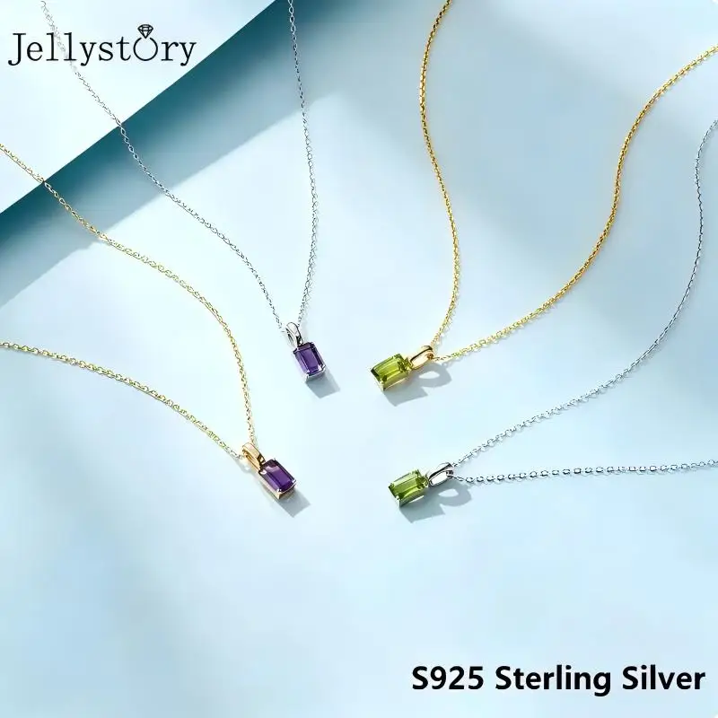 Colorful Gemstone Necklace S925 Silver Pendant Light Luxury Dainty Jewelry Valentine Day Gifts For Women Her