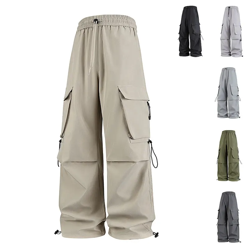 

Мужские длинные брюки-карго, повседневные брюки, модные свободные удобные однотонные повседневные брюки с несколькими карманами для фитнеса на открытом воздухе, бега