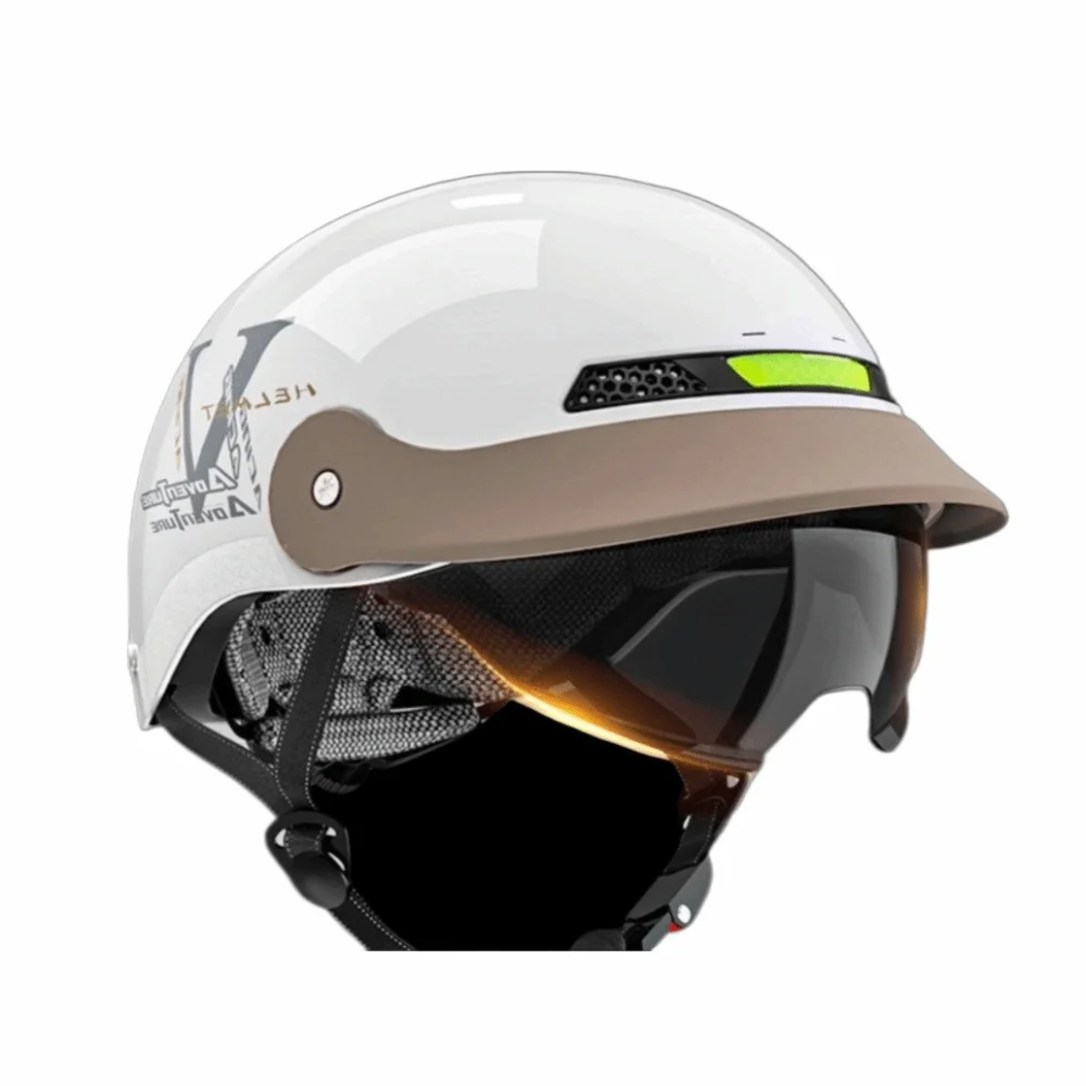 

Half-face Helmet Motorcycle Helmet 3C Certification HD Tea-colored Lens Cycling Safety Helmet Anti-collision Strong