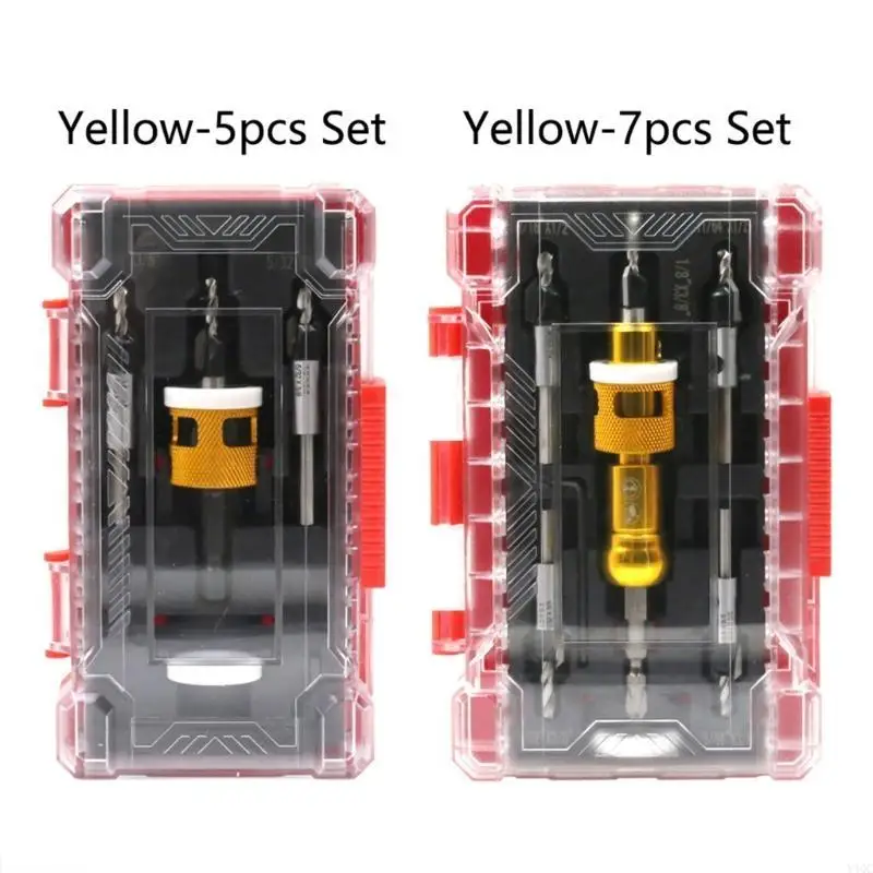 Countersink Drill Bit Collection with Replaceable Tapered Bits and Adjustable Depth Stop for Woodworking Enthusiasts Y4QC