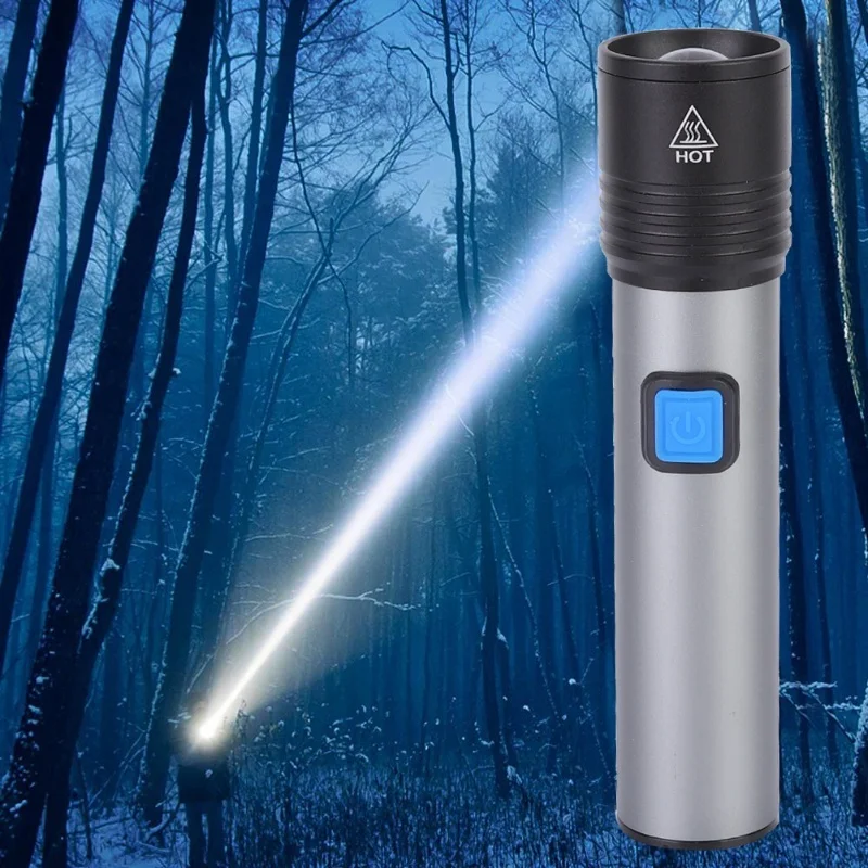 

Waterproof Portable USB Rechargeable Adjustable LED Flashlight For Outdoor Camping