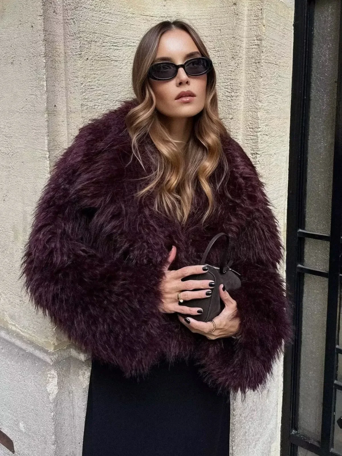 Fashion Women\'s Fluffy Faux Fur Warm Coat Winter Chic Lapel Long Sleeve Cardigan Jacket 2024 Lady Elegant Thermal Streetwear New