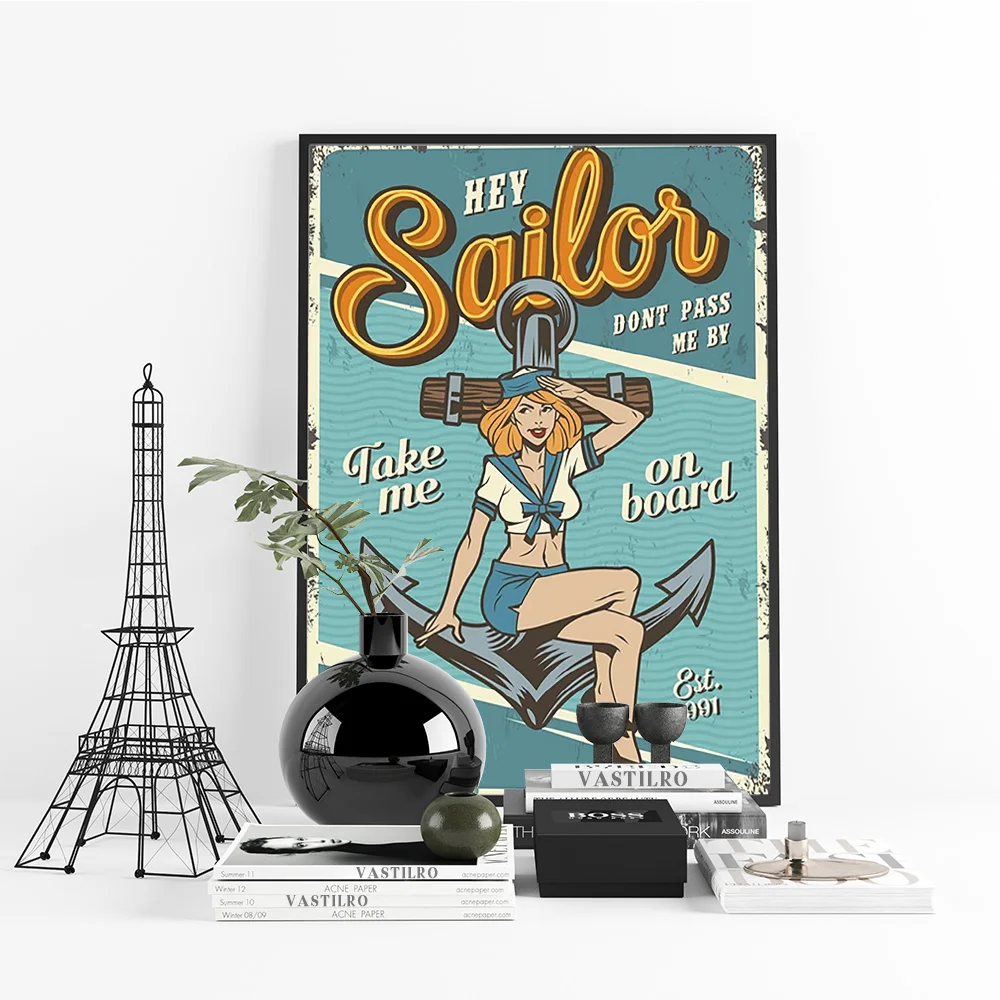 Classy Pin Up Girl Print Art Poster Sexy Woman Vintage Canvas Painting Retro Wall Stickers Bar Pub Club Decor