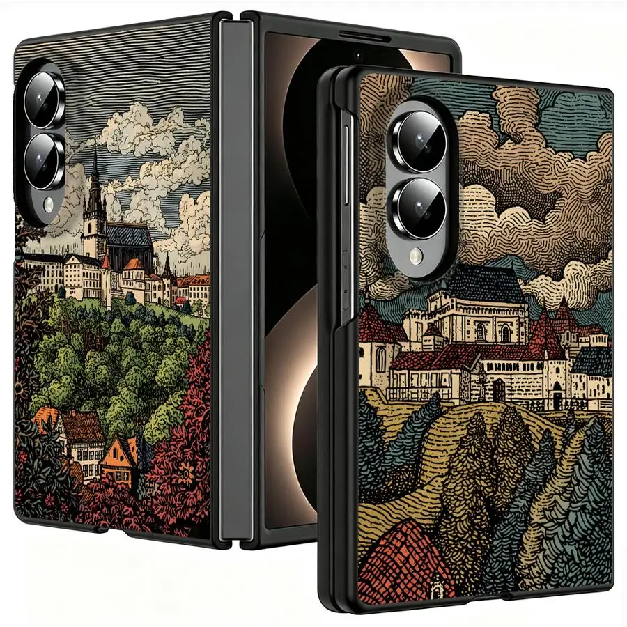 Vintage Castle Art Luxury Phone Cover Case for Samsung Galaxy Z Fold 8 Z Fold8 Wide ZFold Wide ZFold8