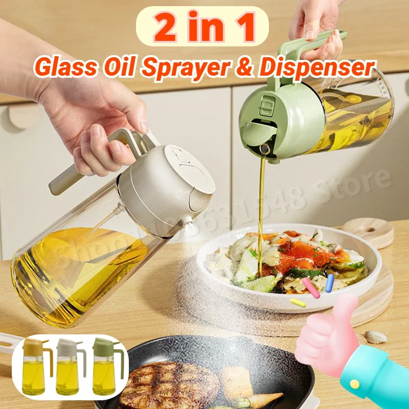 2in1 500ml Plastic Spray Oil Sprayer Bottle Spray Oil Dispenser Oil Jar Cruet BBQ Kitchen Baking Roasting Picnic Kitchen Tool