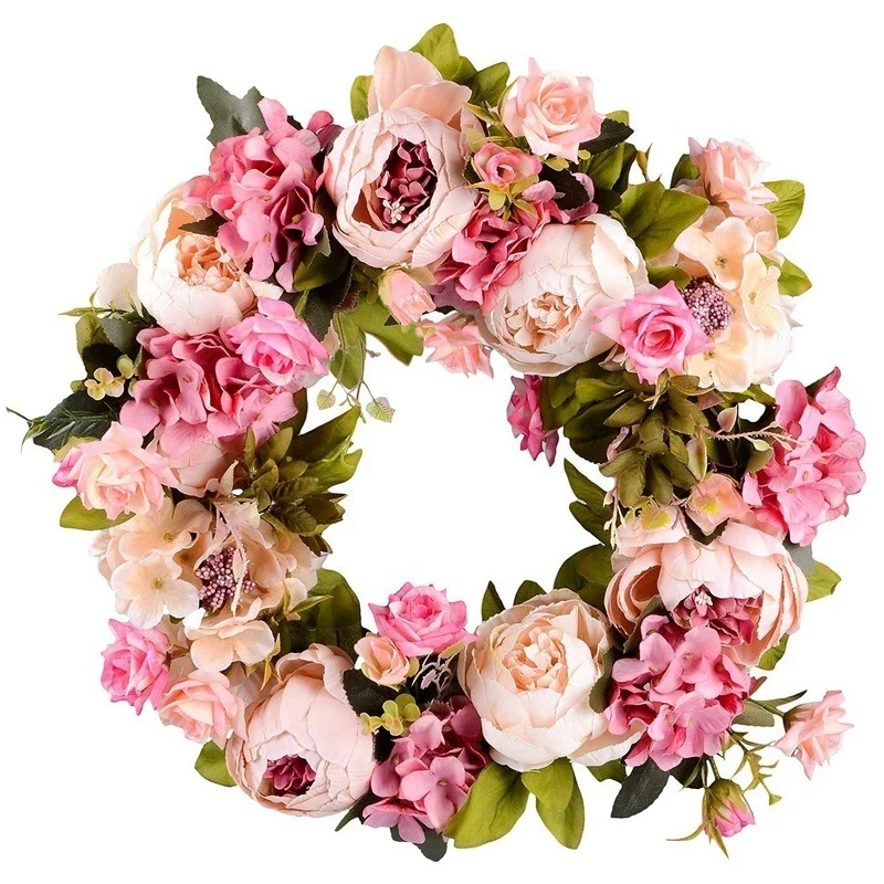 

Artificial Flower Wreath Peony Wreath - 16inch Door Wreath Spring Wreath Round Wreath For The Front Door, Wedding, Home Decor