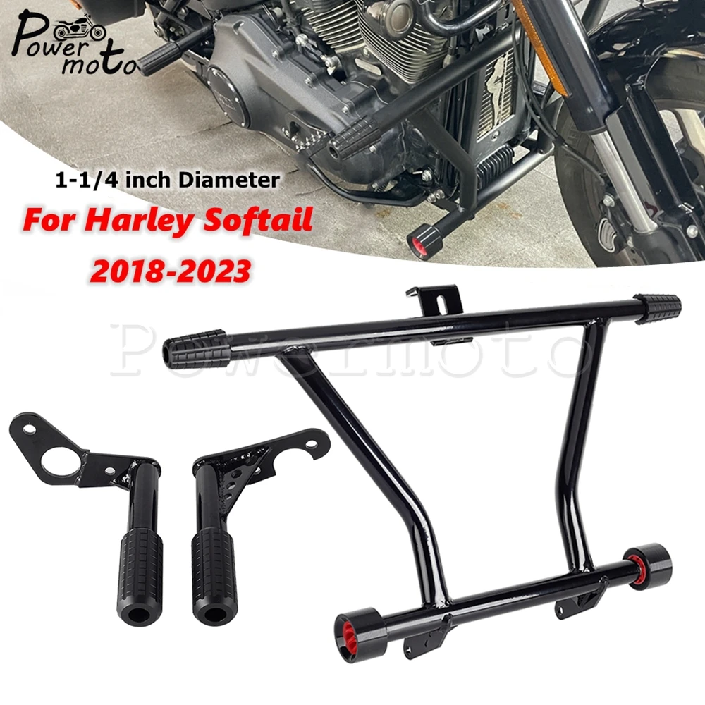 1Set Motorcycle Front Rear Crash Bar Bumper For Harley Softail Heritage Classic Slim Street Bob Low Rider Fat Bob Breakout 18-23