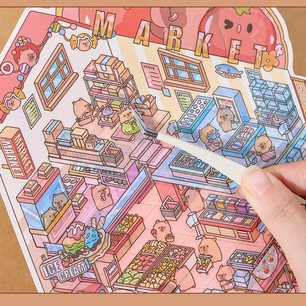 

Ретро ПЭТ миниатюрная коллекция сцен мультфильм визуальное укладка пейзажная наклейка книга DIY 3D наклейка для палатки