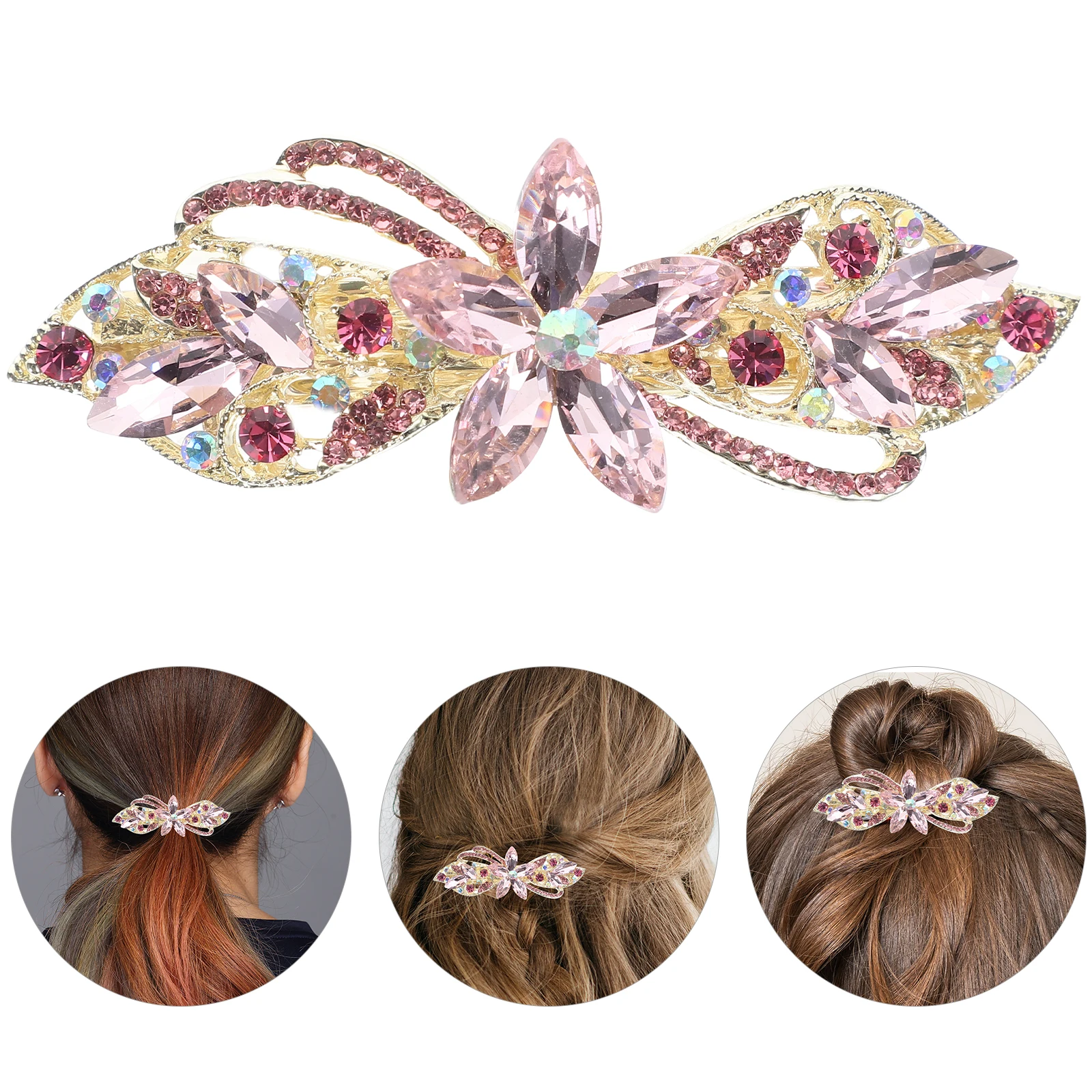 

Simple Flower Hair Clip Rhinestone Barrette Decorative Zinc Alloy Women Bride Party Wedding Banquet Hair Accessories