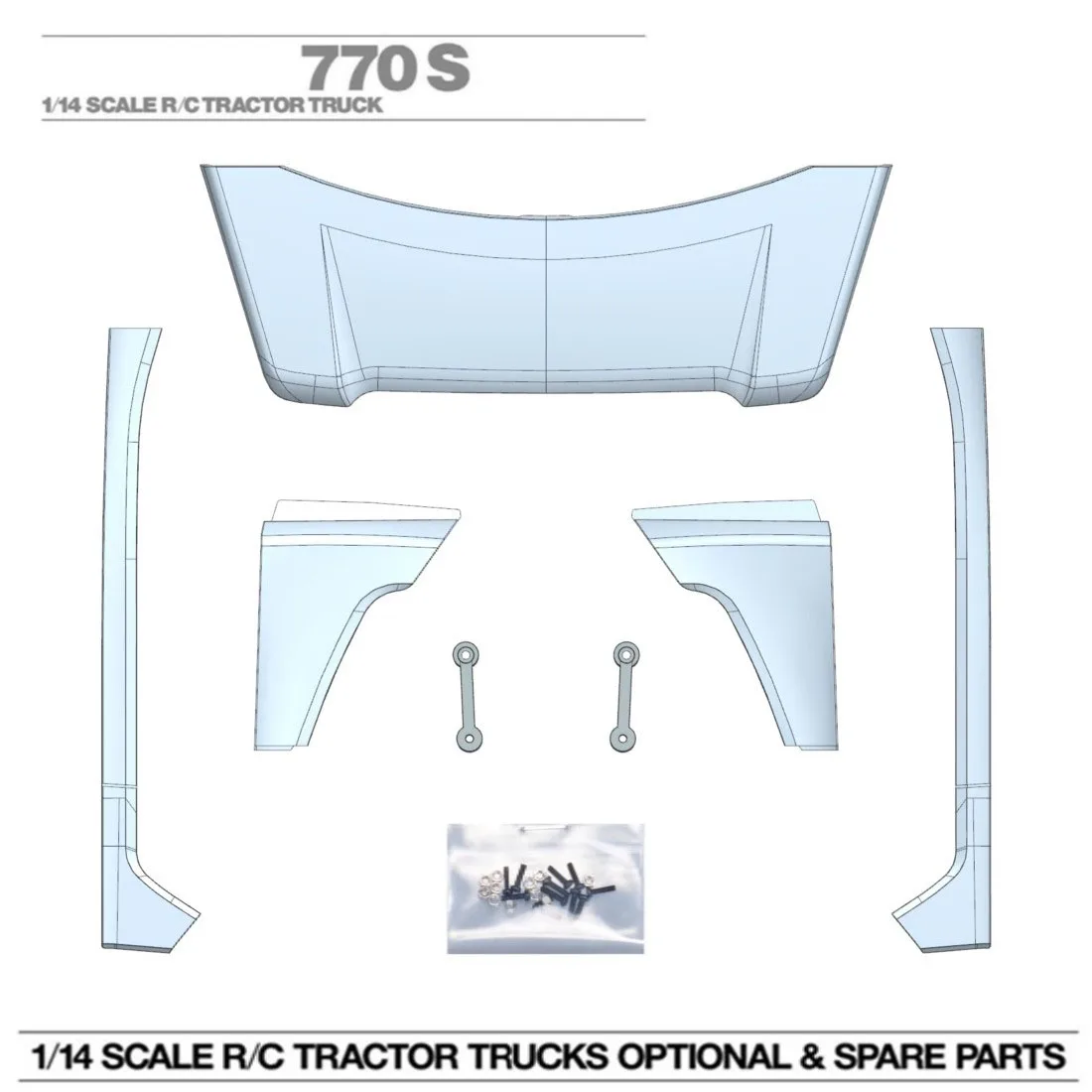1pcs Plastic Spoilers for Tamiya 1/14 RC Truck for SCANIA 770S 6x4 56368 Car Accessories