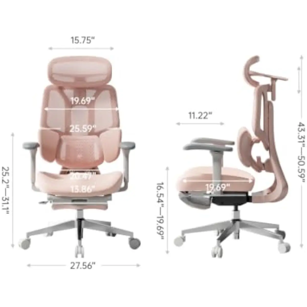 E3 Air Ergonomic Office Chair with T-Shape Support System, 3-Zone Dynamic Lumbar Adjustment, 3D Rotating Headrest, 4D Multi-Dire