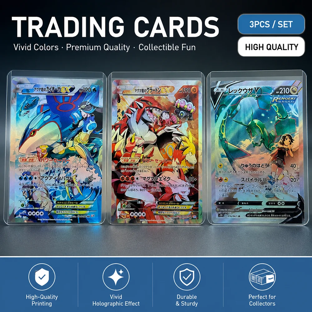 Einzelne Anime-PTCG-Proxy-Sammelkarten: Rayquaza, Groudon, Kyogre Ex – Klassische Anime-Sammelkarte als Kindergeschenk und Spielzeug
