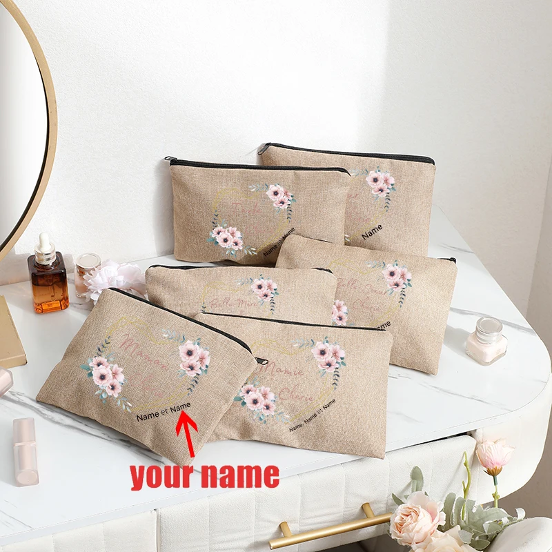 

Персонализированное с именем, дорогая косметичка с узором гирлянды в стиле бохо, дорожная сумка для хранения для женщин, семейные подарки дедушки