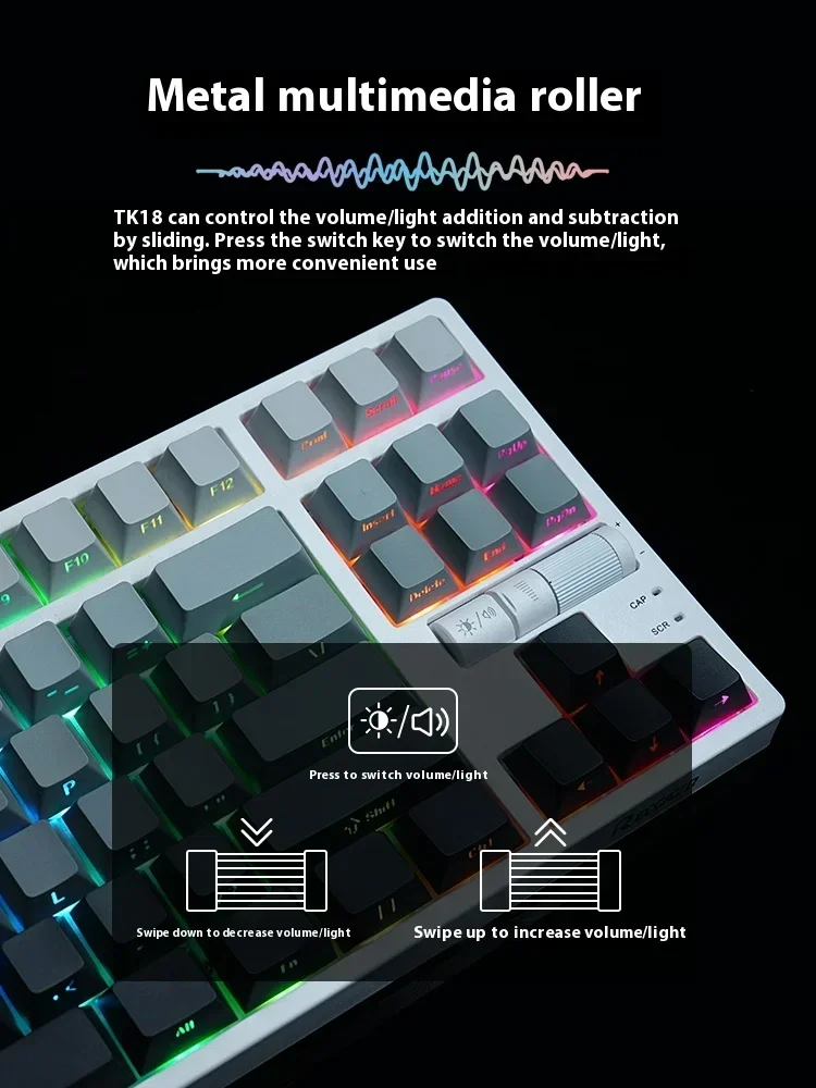 Imagem -03 - Reccazr-teclado Mecânico sem Fio Rgb Light Hot Swap Pbt Keycaps Personalizar Gaming pc Acessórios Gamer Presente Tk18