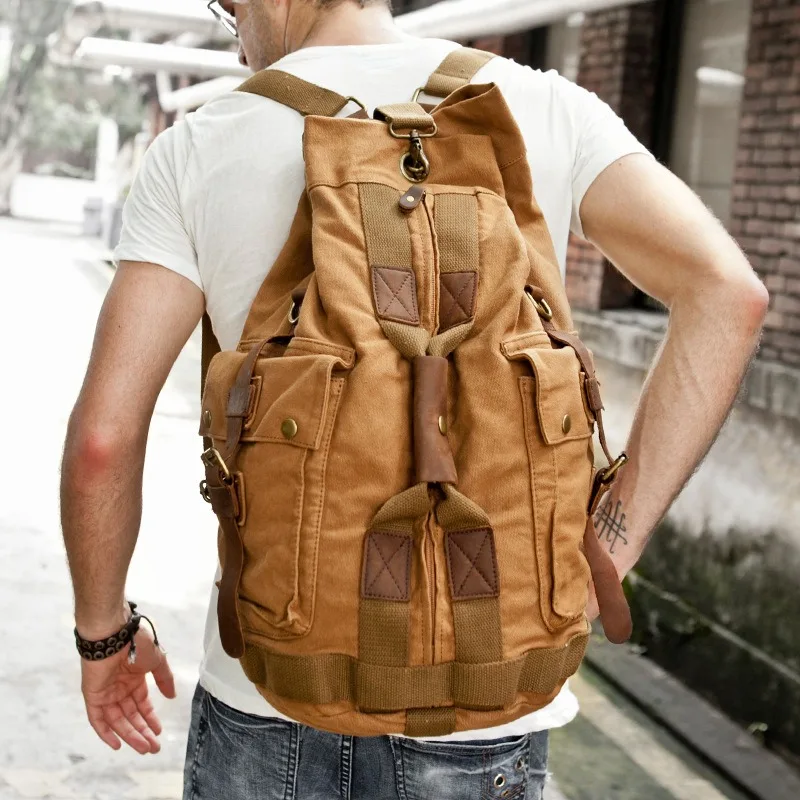 

Прохладный уличный рюкзак для мастера, большая вместительная дорожная сумка для отдыха, водонепроницаемая парусиновая сумка в стиле ретро