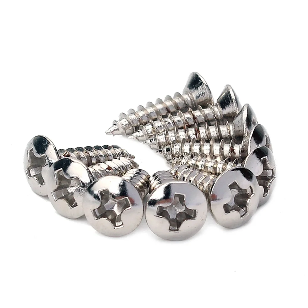 

10 Pcs Bass Guitar Plate Mounting Screws 3x12mm Cavity Cover Jack Cover Plate Screw for Electric Guitar Bass (Silver)