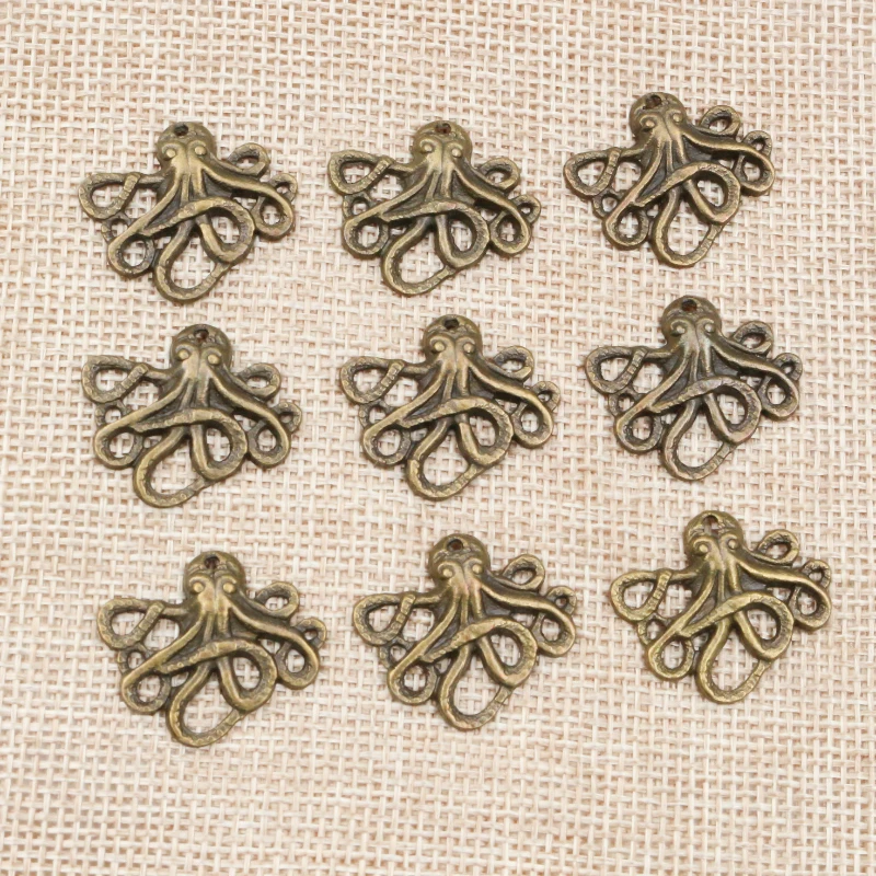 15pcs 24x21mm Antique Bronze Plated Octopus Handmade Charms Pendant:DIY for bracelet necklace