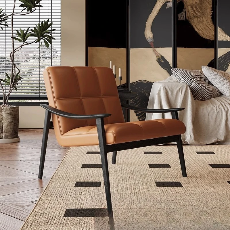 

Italian minimalist single sofa chair, solid wood designer leisure chair