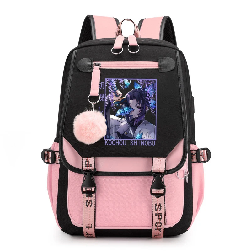 

New Anime Kochou Shinobu Printing Backpack Casual Backpack Boys Girls Large Schoolbag Fashion Travel Bag