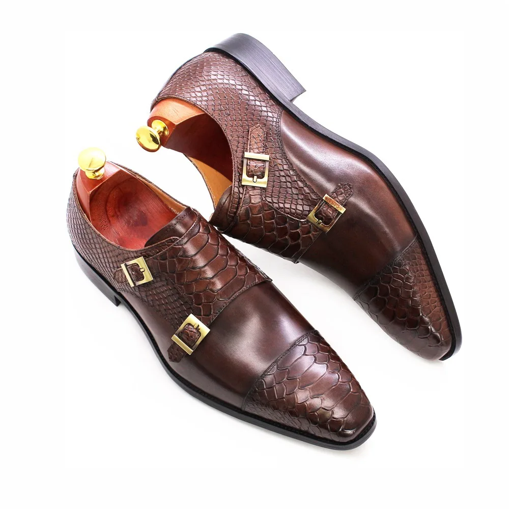 New Crocodile Pattern Real Leather Men Footwear Vintage Men's Business Shoes High Quality Man Dress Shoes Slip On Shoe A118