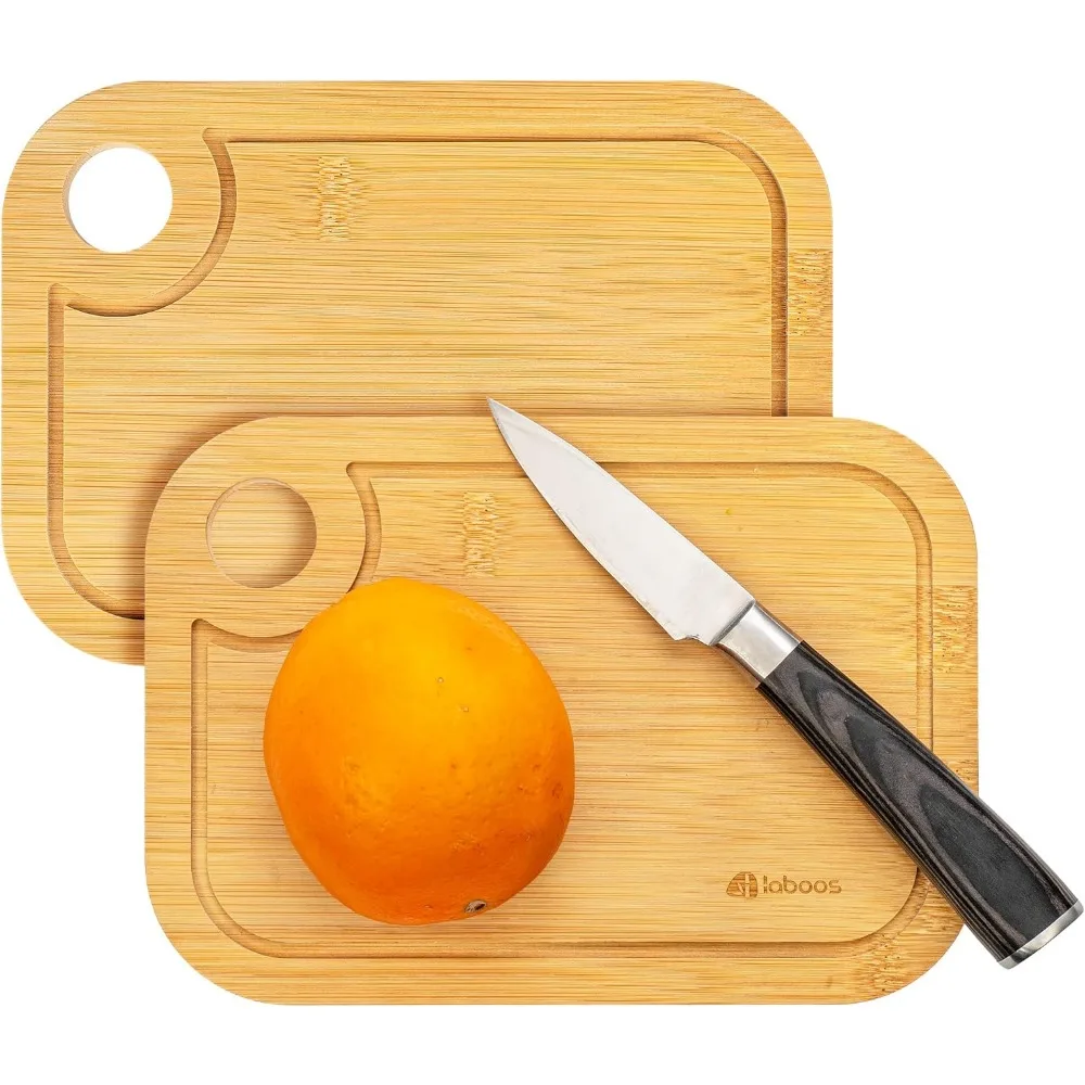 

Мини-бамбуковая разделочная доска из 2 штук — маленькие деревянные разделочные доски с канавкой для сока, легкие и компактные для детского питания, общежития,